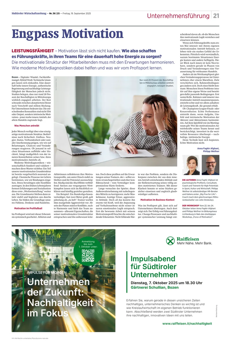 SWZ Artikel: Engpass Motivation